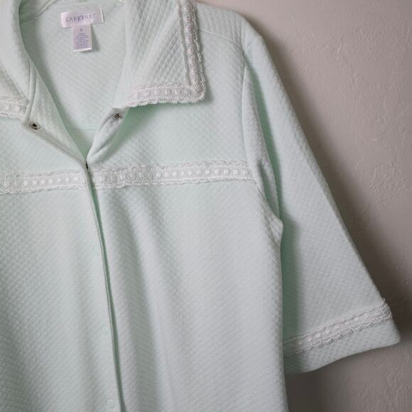 Cabernet Women's Mint Green Granny core Snap Robe Cottagecore Housecoat  L - Picture 6 of 13